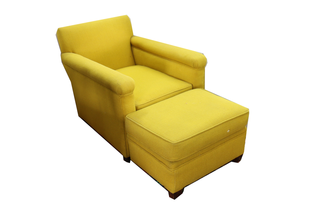 Vintage Mustard Yellow Arm Chair and Ottoman EBTH